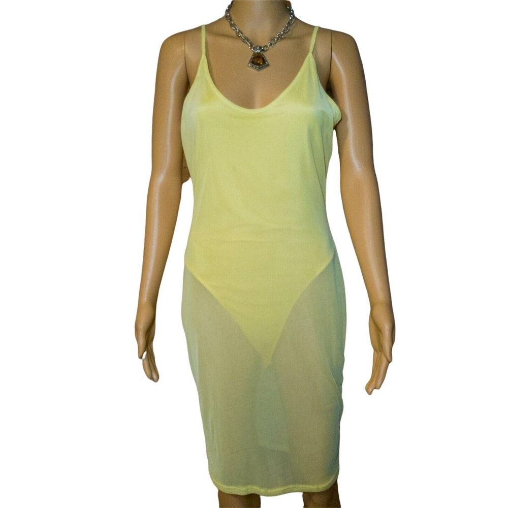 Yellow Mesh Dress with Bodysuit by Auditions M